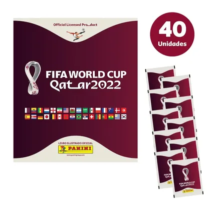 Copa do Mundo 2022 - Kit com Álbum Capa Dura + 40 Envelopes - FIFA WORLD CUP QATAR 2022™️