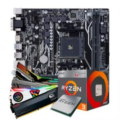 Kit Upgrade, AMD Ryzen 3 2200G, ASUS Prime A320M-K, Memória DDR4 8GB 3000MHz | R$ 1419