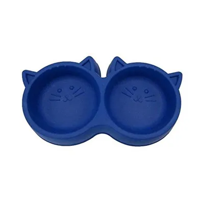 Comedouro Duplo Gato Luxo Azul Pet Injet para Gatos