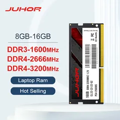 [Moedas R$99,41] JUHOR Memoria Notebook ddr4 16gb 3200mhz 