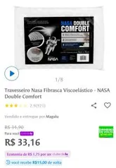 [Clube da Lu + MagaluPay R$18.16] Travesseiro nasa fibrasca viscoelástico Double comfort | R$33