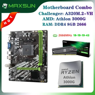 Saindo por R$ 998: Placa mãe Maxsun + Processador ryzen 3000g Athlon+ Memória ddr4 8gb 2666mhz | Pelando