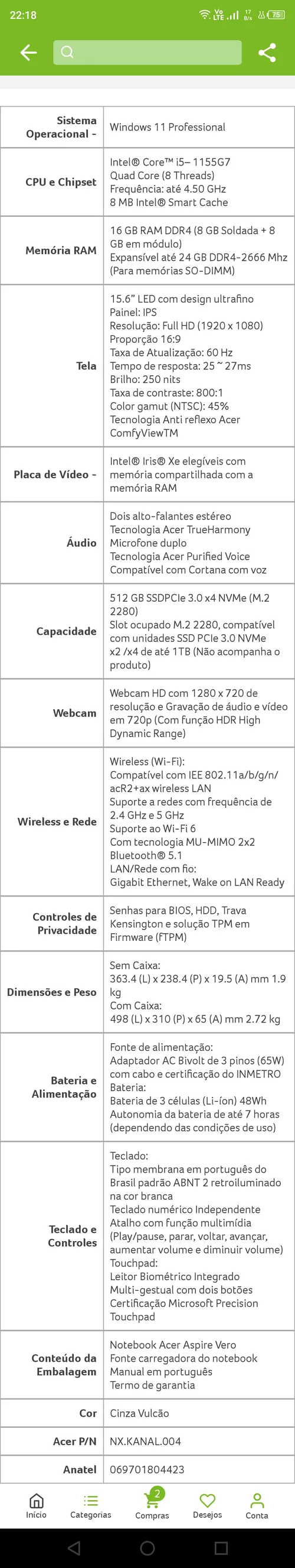 Imagem na descrição da promoção