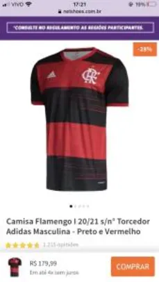 Camisa Flamengo I 20/21 s/n° Torcedor Adidas Masculina |
