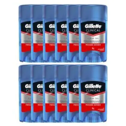 12 UN Desodorante Gel Antitranspirante Gillette Clinical Pressure Defense 45g