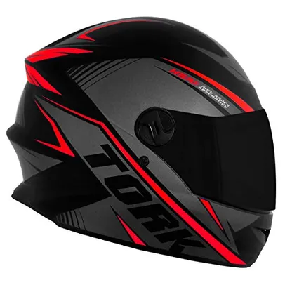 Capacete Moto R8 Pro Tork 60 Viseira Fume Preto/Vermelho