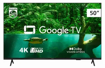 [1ªCompra R$1799] Smart TV 50 Ultra HD 4K Philips 50PUG7408/78 com Google TV, HDR10+, Dolby Vision, Dolby Atmos, Bluetooth 5.0 e Chromecast Integrado