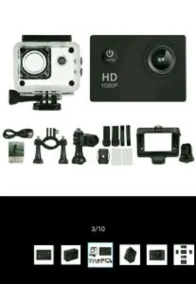 Câmera de Ação Esportiva 12 MP HD 1080p 2” LCD - Preta - €13,27