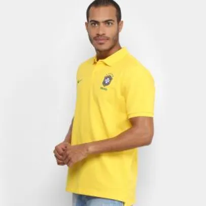 Camisa Polo Seleção Brasil 2018 Nike Masculina - Amarelo