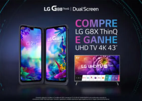 Grátis: Compre um LG G8X ThinQ e ganhe uma Smart TV 43" LG 4K | Pelando