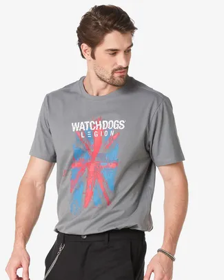 Camiseta Masculina Manga Curta Watch Dogs Legion Cinza 