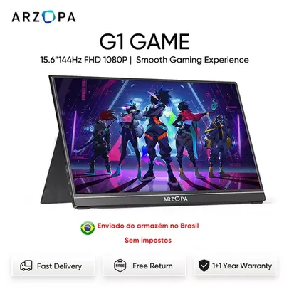 Monitor Portátil ARZOPA 15.6 ''144Hz 1080P FHD de Jogos HDR