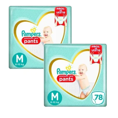 Kit 2 Fralda Descartável Pampers Premium Care Pants M 78 Unidades cada