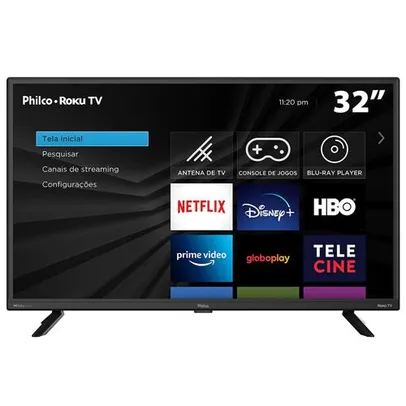 Smart TV LED 32" HD Philco PTV32G70RCH Roku TV com Dolby Audio, Midia 