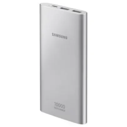 Carregador Portátil Samsung USB Tipo C, 10.000 mAh, Fast Charge, Prata | R$ 90