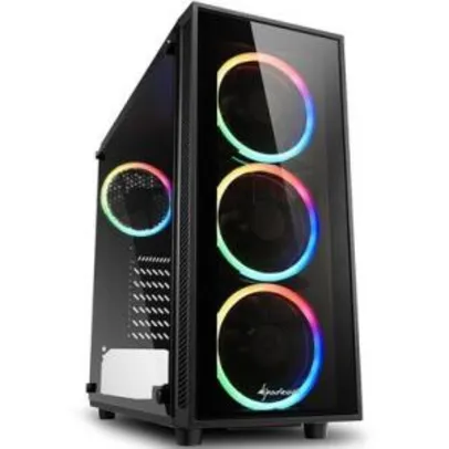 Gabinete Gamer Sharkoon TG4 RGB sem Fonte, Mid Tower, USB 3.0, 4 Fans | R$ 420