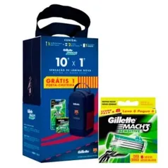 Aparelho Gillette Mach3 Sensitive + 10 Cargas + Porta Chuteira Exclusiva Barcelona - R$69,90