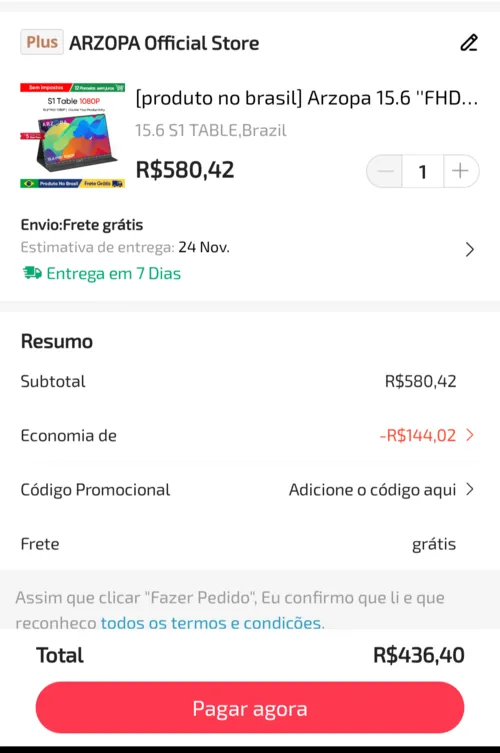 Imagem na descrição da promoção