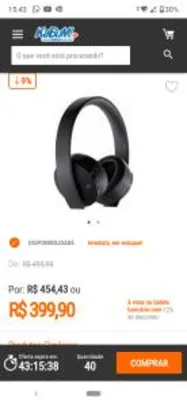 Headset Gamer Sony Gold Wireless, PS4, 7.1 Som Surround Virtual,| R$ 399