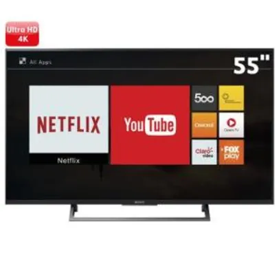 Smart TV LED 55" HDR Ultra HD 4K Sony KD-55X705E BR6 com YouTube integrado, HDMI e USB