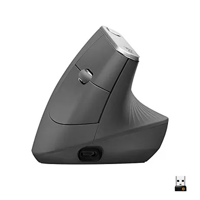 Mouse sem fio Logitech MX Vertical com Design Ergonômico, USB Unifying ou Bluetooth para até 3 dispositivos, Recarregável