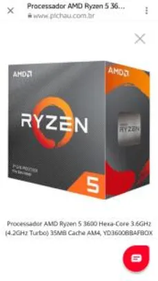 PROCESSADOR AMD RYZEN 5 3600 HEXA-CORE 3.6GHZ (4.2GHZ TURBO) 35MB