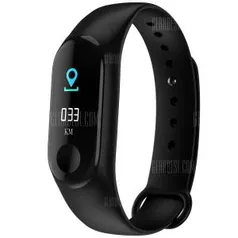 M3PLUS 0.96 inch Smart Bracelet Bluetooth 4.0 Heart Rate Monitoring Blood Pressure Functions - BLACK R$23