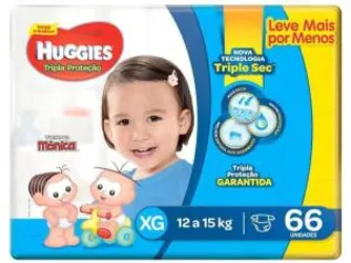 Fralda Huggies Turma da Mônica Tripla Proteção - Tam. XG 12 a 15kg 66 Unidades | R$44