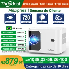 [Armazém BR + Moedas] Projetor TD91W com AutoFoco, Android, WIFI 5G, 1280x720, Espelhamento de Tela, roda 4K