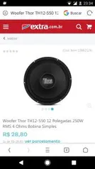 Woofer Thor TH12-550 12 Polegadas 250W RMS 4 Ohms Bobina Simples | R$28