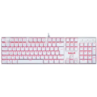 Teclado mecânico (switch azul) branco led vermelho