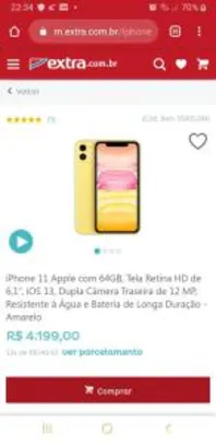 iPhone 11 Apple com 64GB - Amarelo | R$ 4.199