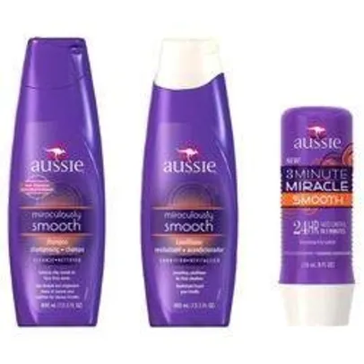 [Walmart] - Kit Aussie Smooth Shampoo e Condicionador para Cabelos Normais 400ml + Tratamento para Cabelos Normais Smooth 3 Minutes Miracle 236ml