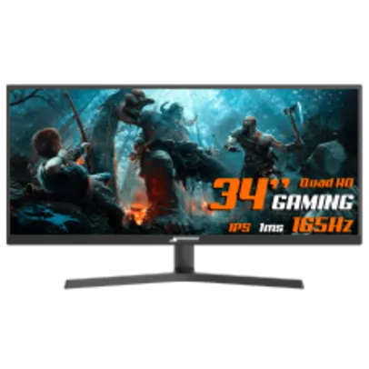 Monitor Gamer SuperFrame Vision Ultra, 34 Pol, UltraWide, Quad HD, Painel IPS, G-Sync/FreeSync, 1ms,