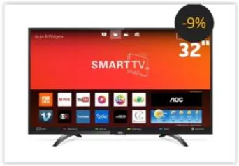 Smart TV LED 32" HD AOC LE32S5970S com Wi-Fi, Botão Netflix, App Gallery,  por R$ 809