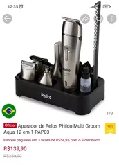 Barbeador e cortador de cabelo Philco Multi Groom Aqua 12 em 1 PAP03  prata