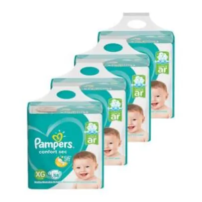 Kit de Fraldas Pampers XG Confort Sec Super - 232 Unidades | R$190