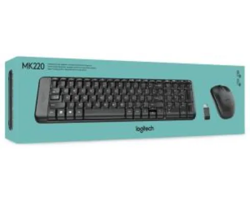 [PRIME] Combo Teclado e Mouse sem fio Logitech MK220 com Design Compacto, Conexão USB, Pilhas Inclusas e Layout ABNT2 R$99