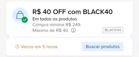 Cupom Mercado Livre R$ 40 OFF compra mínima de R$ 249