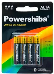 Pilha Zinco Carbono AAA 4 unidades Powershiba