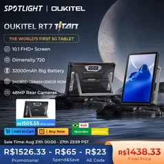 Tablet Android robusto, RT7 TITAN 5G 12GB + 256GB, 10.1 "FHD +, 32000mAh Oukitel 