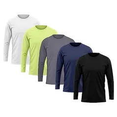 Kit 5 Camisetas Masculina Manga Longa Térmica Proteção Solar UV Dry Fit Segunda Pele, Tamanho M