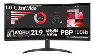 Monitor LG Ultrawide Curvo Tela Va 34 Wqhd Hdr10 34wr50qc-b Cor Preto 110V/220V