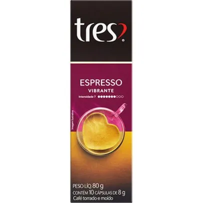 Cápsula de Café Espresso Vibrante, Compatível com Cafeteira Tres, 3 Tres corações - CX 10 UN