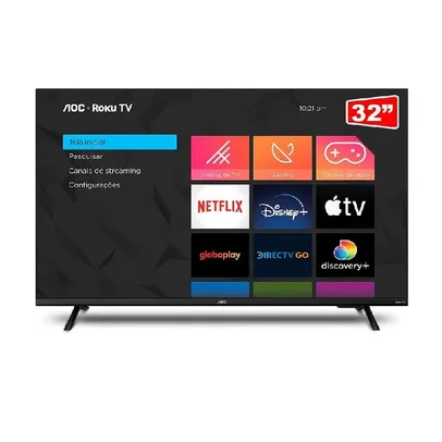 Smart Tv LED Hd 32 Polegadas AOC Sistema Roku TV