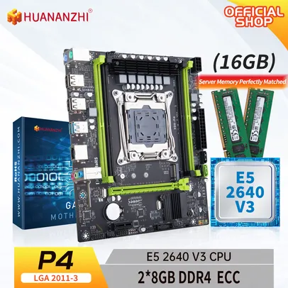 Placa-mãe LGA 2011-3, Intel E5 2640 v3 com 2x8G DDR4 2133MHz