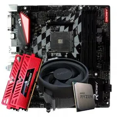 LANCAMENTO - Kit Upgrade Placa Mãe Biostar Racing B350GT3 DDR4 + Processador AMD Ryzen 5 3500 3.6GHz + Memória DDR4 16GB (2X8GB) 3000MHz