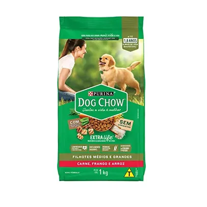 [REC] DOW CHOW NESTLÉ PURINA DOG EXTRALIFE Filhotes Médios e Grandes Carne, Frango e Arroz 1kg