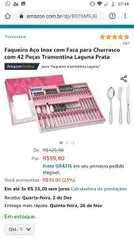 Faqueiro Aço Inox com Faca para Churrasco com 42 Peças Tramontina Laguna Prata | R$ 100