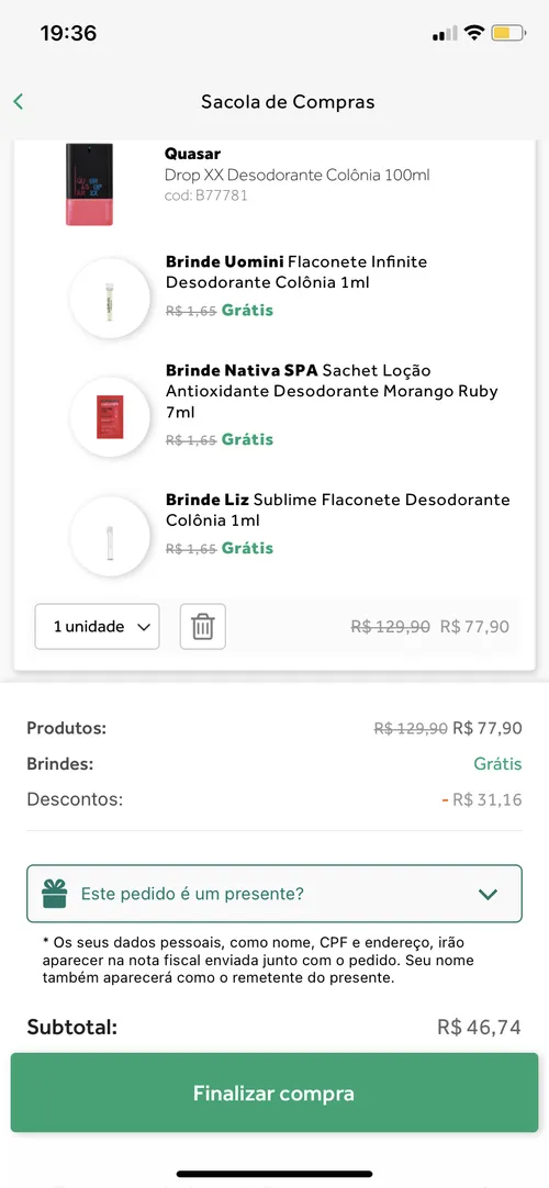 Imagem na descrição da promoção